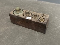 Set of Brass Weights in Wooden Container - 3