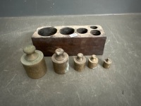 Set of Brass Weights in Wooden Container - 4