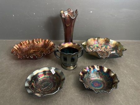 Selection of Iridescent Carnival Glass