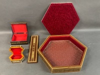 3 Inlaid Jewellery Boxes + Cribbage Board - 2