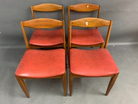 Set of 4 Mid-Century Solid Teak Dining Chairs by John Grimes