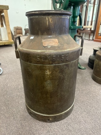Sunrise Milk/Cream Can - Brass Plate marked Pearce and Fox Pastural Co, Samford