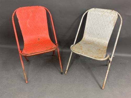 2 x Vintage Pressed Tin Sebel Chairs