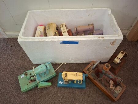 Box of Vintage Childrens/Toy Sewing Machines