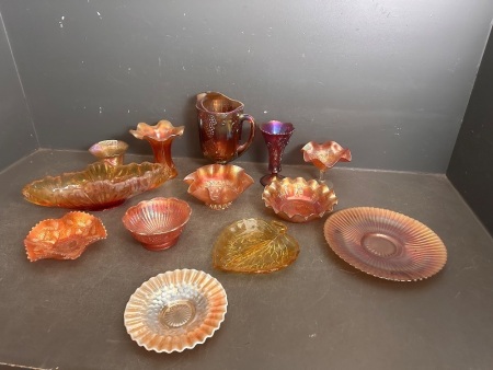 Large Mixed Lot of Canival Glass Bowls & Plates