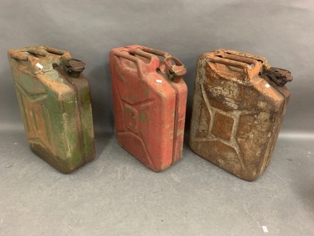 3 x Vintage 20L Jerry Cans