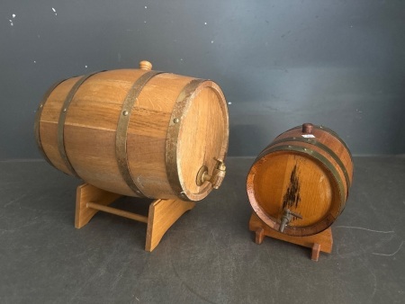 2 Decorative Wooden Spirit Barrels