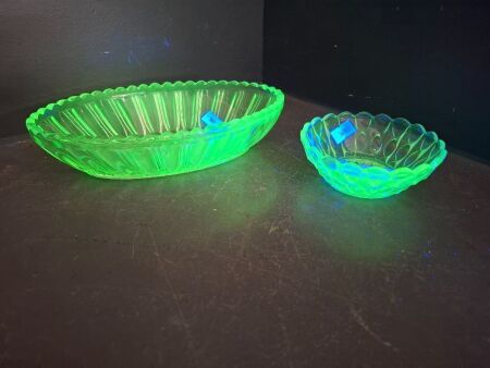 2 Uranium Glass Bowls