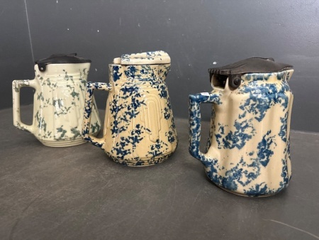 3 Speckled Mottled Glazed Electric Ceramic Jugs