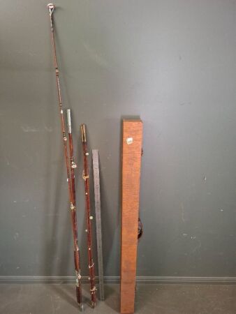 2 x Vintage Cane Fishing Rods - 1 Boxed