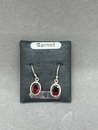 Sterling Silver Earrings with Garnet Gemstones