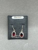 Sterling Silver Earrings with Garnet Gemstones