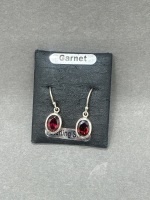 Sterling Silver Earrings with Garnet Gemstones - 2
