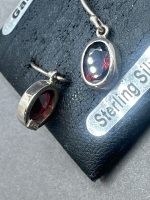 Sterling Silver Earrings with Garnet Gemstones - 3