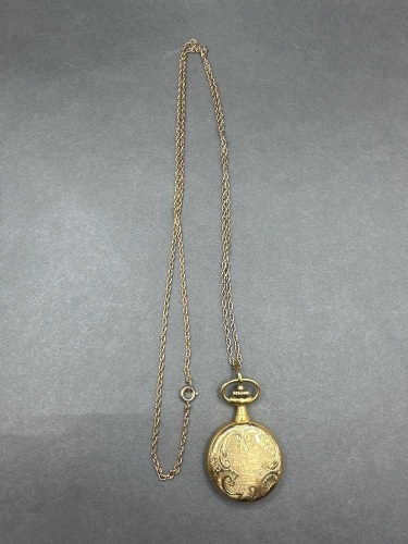 Pocket Watch Pendant on Chain - Possibly Gold