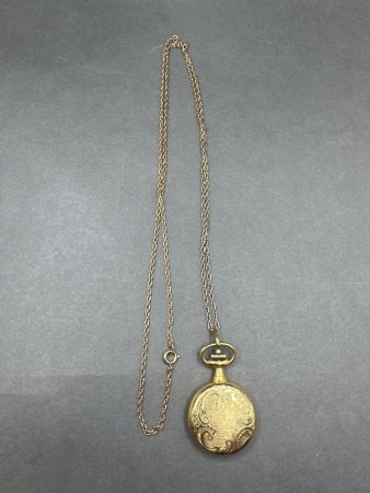 Pocket Watch Pendant on Chain - Possibly Gold