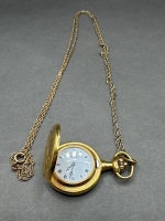 Pocket Watch Pendant on Chain - Possibly Gold - 3