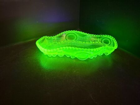 Vaseline Uranium Glass Art Deco Dish