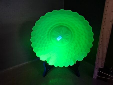 Frosted Uranium Glass Scale Bowl