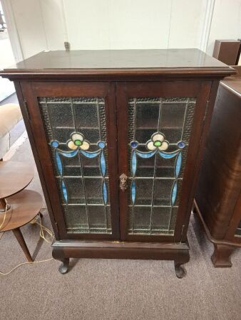 Antique Lead Light Display Cabinet