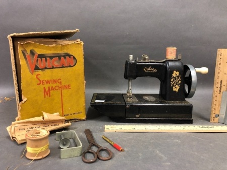 Vintage Childs Vulcan Featherweight Sewing Machine - In Box