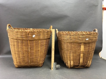 2 x Vintage Split Cane Baskets