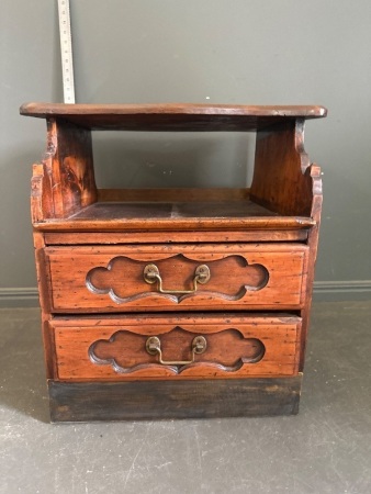 Wooden 2 Drawer and Shelf Bedside Table