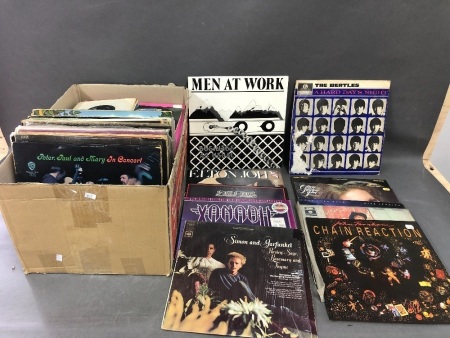 Box Lot of Asstd Record Albums & Singles