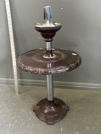 Mid Century Art Deco Standing Ashtray with Matchbox Holder