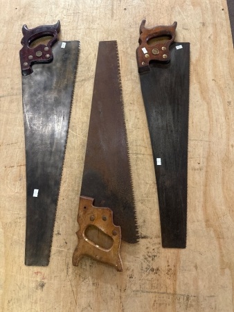 2 H Disston & Sons Philada Saws and 1 Unmarked Saw