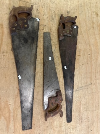 3 Various Sized H Disston & Sons Philada Saws