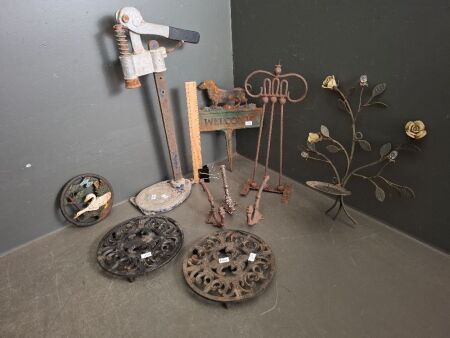 Large lot of Metal and Cast Iron Decorator Pieces