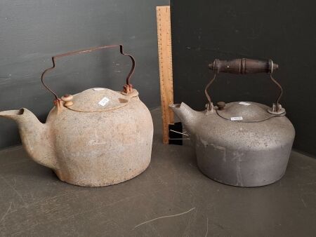 2 Mid Century Metal Kettles