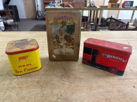 2 Arnott's Biscuit Tins - Norco Vanilla Icecream Tin