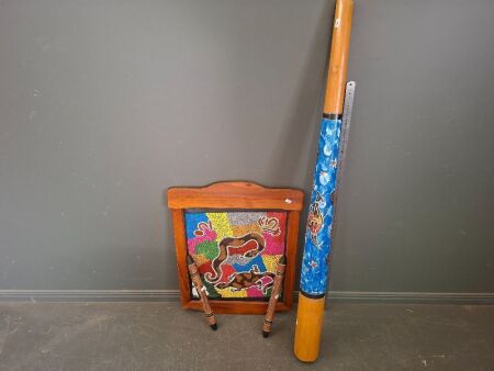 Handpainted Aboriginal Lot - Didgeridoo - Painting - Clap Sticks