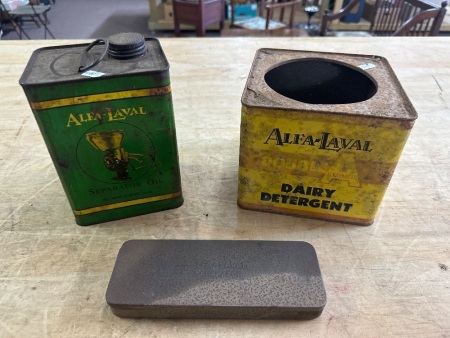 3 Alfa Laval Tins - 1 Separator Oil - 1 Dairy Detergent