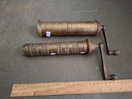 2 Vintage Brass Hand Mill Coffee Grinders
