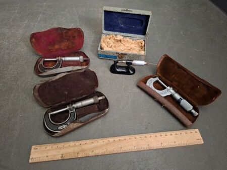 4 Vintage Micro Meters in Cases