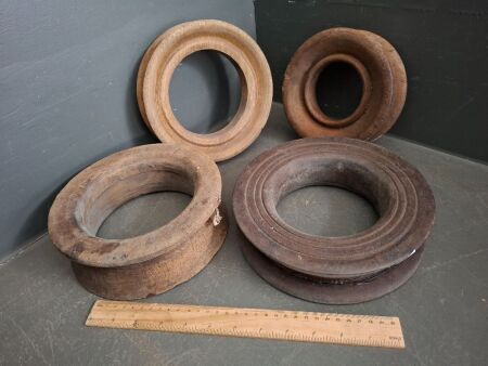 4 Wooden Fishing Reels