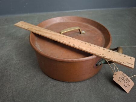 Antique French Copper Pot with Lid - Marked