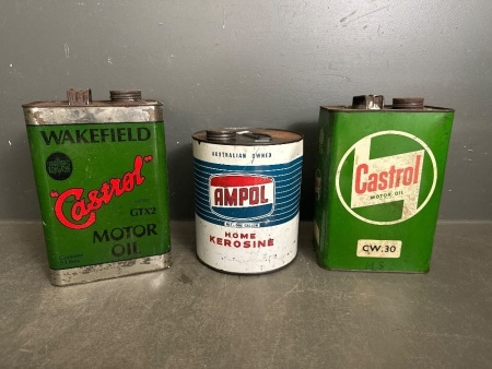 3 Vintage Oil Tins