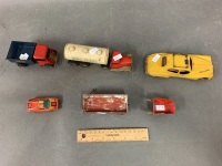 Collection of Vintage Triang Minic Toys inc. Liberty Taxi, Dairy Tanker, Tipper Truck + 3 Other Bits - 2