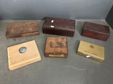Assortment of Vintage Cigar Boxes and Tins
