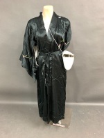 Black Embroidered Silk Kimono + Oroton Bag & Purse