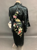 Black Embroidered Silk Kimono + Oroton Bag & Purse - 3