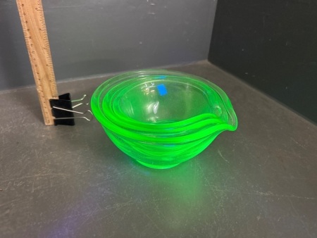 3 Uranium Glass Stackable Mixing Bowls
