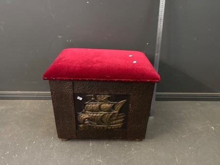 Vintage Wood and Metal Fireplace Box