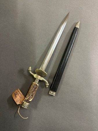 Vintage Ceremonial Bone Handle Dagger in Sheath