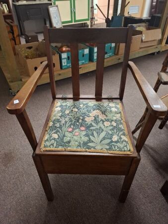 Antique Commode Chair with Lidded Chamber Pot