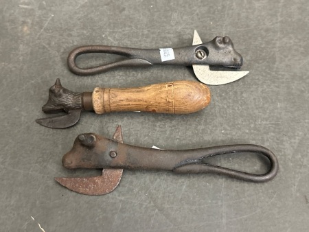 3 Antique Victorian Bulls Head Can Opener